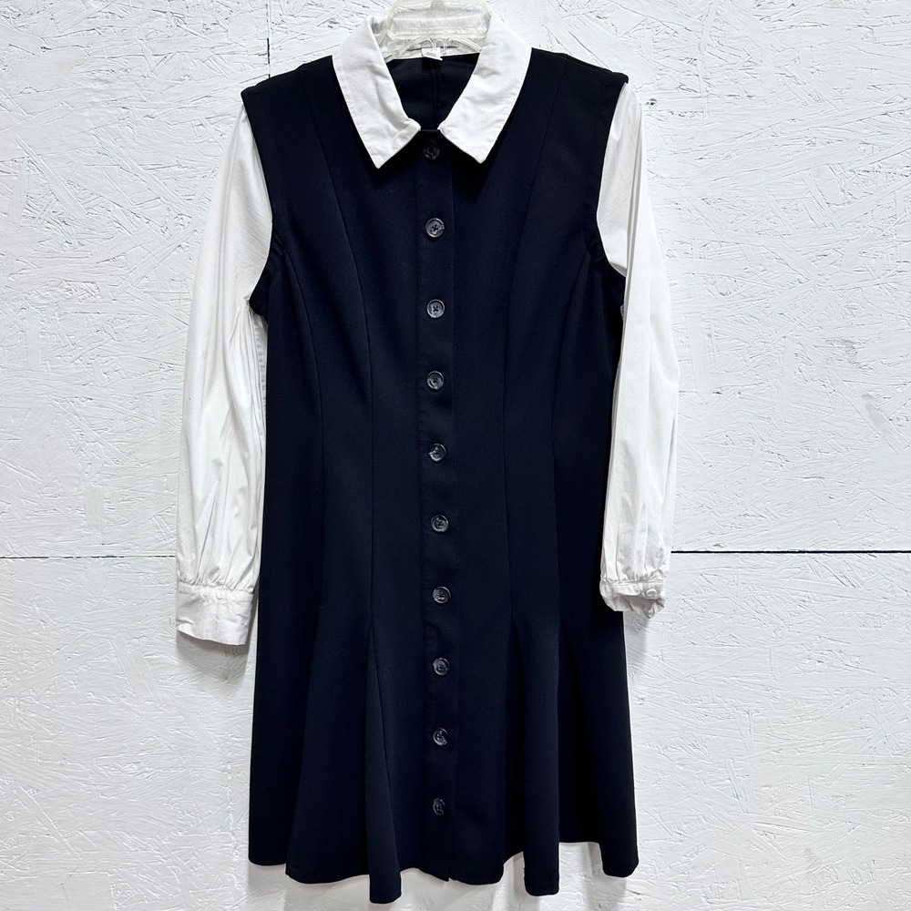 London Times S Dress Black White Layered Flare Skirt Dark Academia Whimsigoth